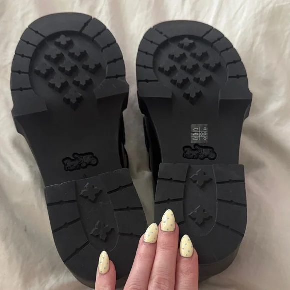 Coach Black Leather Penny Loafers with Logo Accent - Picture 4 of 5